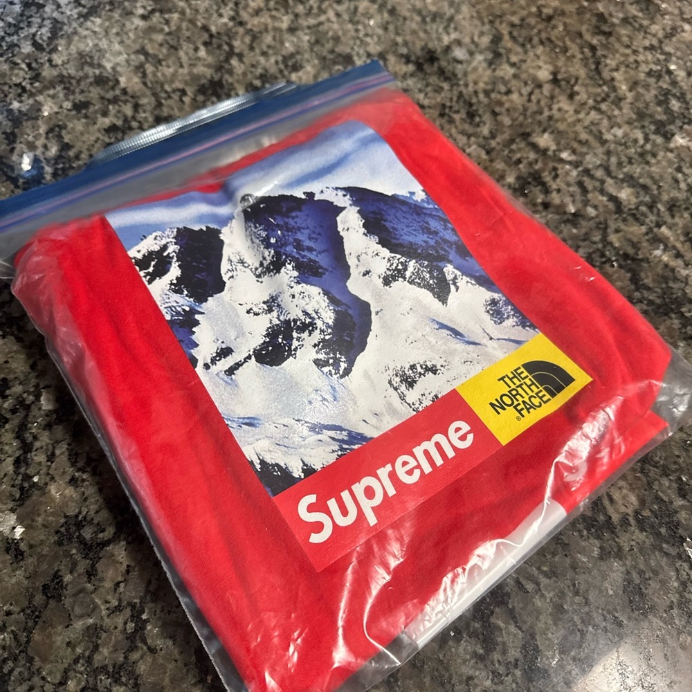 Supreme Red Tee with Mountain Print